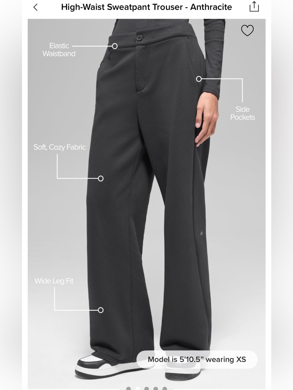 ALO Yoga Wide-Leg Pants in Charcoal